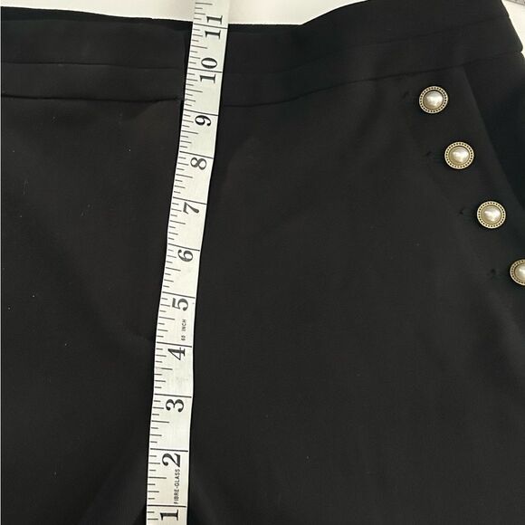 White House Black Market Black Sailor Style Pearl Button Boot Cut Pants Size 6 - Picture 5 of 12